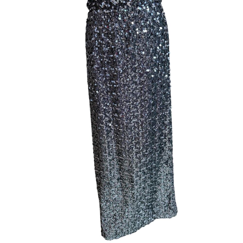 Norman Berg Vintage Maxi Sequin Dress Women's Black Sleeveless Evening Black Tie - Picture 6 of 16
